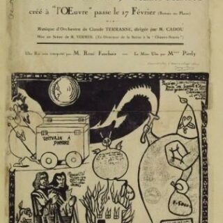 Manifesto pubblicitario per il debutto di Ubu Roi di Alfred Jarry, regia di Aurélien Lugné-Poe, Théâtre de l’Oeuvre, 17 febbraio 1869.